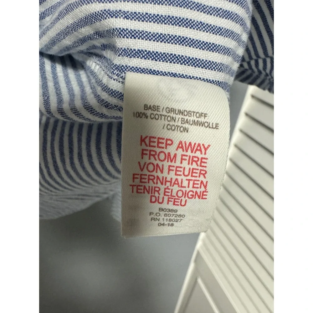 Boden Boys Blue‎ White Striped Button Down Shirt Long Sleeve Size 7-8Y 128cm
